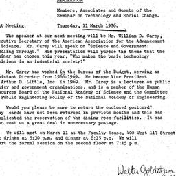 Announcements, 1976-03-01. ...