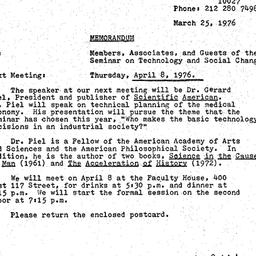 Announcements, 1976-03-25. ...