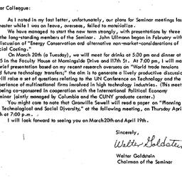 Announcements, 1979-03-07. ...
