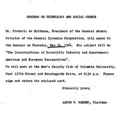 Announcements, 1964-05-14. ...