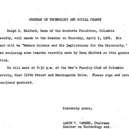 Announcements, 1964-04-09. ...