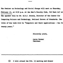 Announcements, 1969-02-13. ...