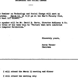 Announcements, 1969-03-13. ...