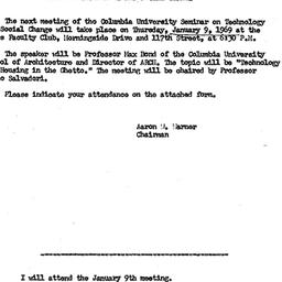 Announcements, 1969-01-09. ...