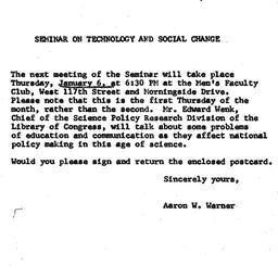 Announcements, 1966-01-06. ...