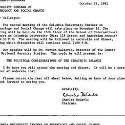 Announcements, 1981-10-28. ...
