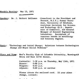 Announcements, 1971-05-13. ...