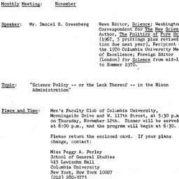 Announcements, 1970-10-29. ...