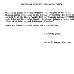 Announcements, 1966-11-10. ...