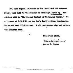 Announcements, 1967-04-13. ...