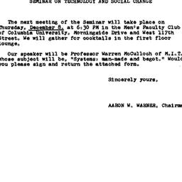 Announcements, 1966-12-08. ...
