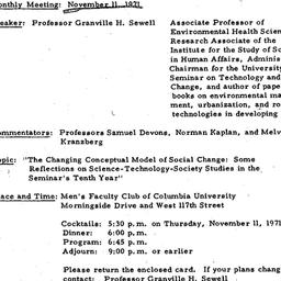 Announcements, 1971-11-11. ...