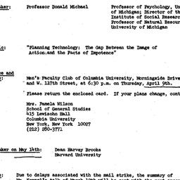 Announcements, 1970-04-01. ...