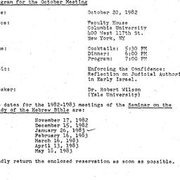 Announcements, 1982-10-20. ...