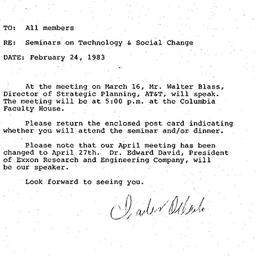 Announcements, 1983-02-24. ...