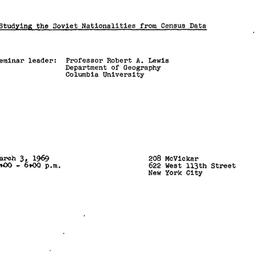 Announcements, 1969-03-03. ...