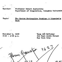 Announcements, 1968-11-04. ...