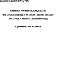 Announcements, 1986-11-26. ...
