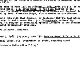 Announcements, 1987-09-30. ...