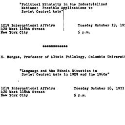 Announcements, 1971-10-26. ...