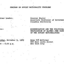 Announcements, 1969-12-09. ...