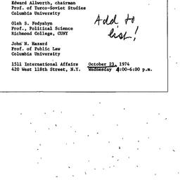 Announcements, 1974-10-23. ...