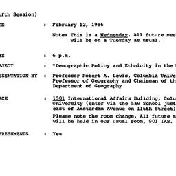 Announcements, 1986-01-24. ...