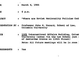 Announcements, 1986-02-22. ...