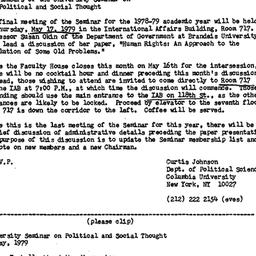 Announcements, 1979-05-17. ...