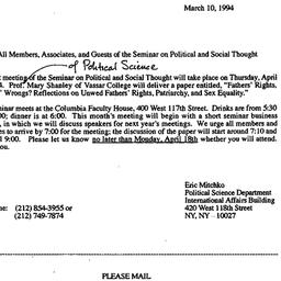 Announcements, 1994-03-10. ...