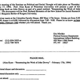 Announcements, 1994-01-20. ...