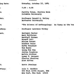 Minutes, 1981-10-15. Studie...
