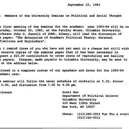 Announcements, 1983-09-25. ...