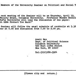 Announcements, 1984-03-19. ...