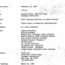 Minutes, 1984-02-16. Studie...