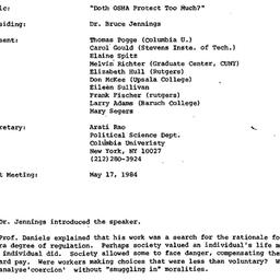 Minutes, 1984-04-19. Studie...