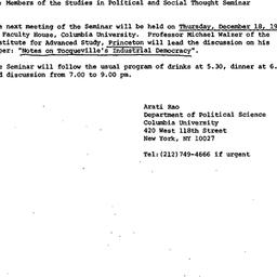 Announcements, 1986-12-05. ...