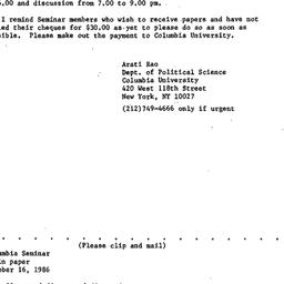 Announcements, 1986-10-01. ...