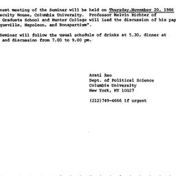 Announcements, 1986-11-07. ...