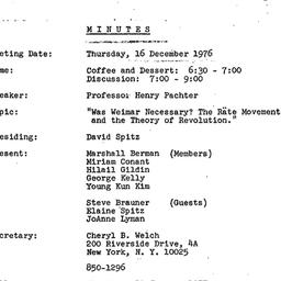 Minutes, 1976-12-16. Studie...