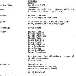 Minutes, 1977-04-21. Studie...