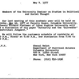Announcements, 1977-05-04. ...