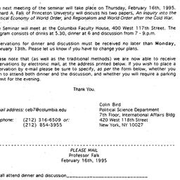 Announcements, 1995-01-19. ...