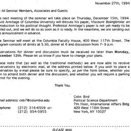 Announcements, 1994-11-27. ...