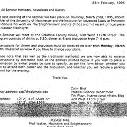 Announcements, 1995-02-23. ...