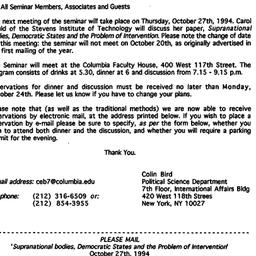 Announcements, 1994-09-25. ...