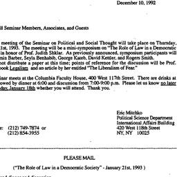 Announcements, 1992-12-10. ...