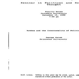 Speaker's paper, 1988-1...