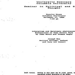 Speaker's paper, 1988-1...