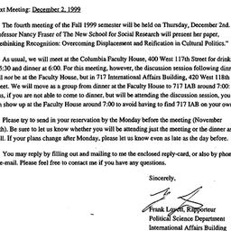 Announcements, 1999-11-22. ...